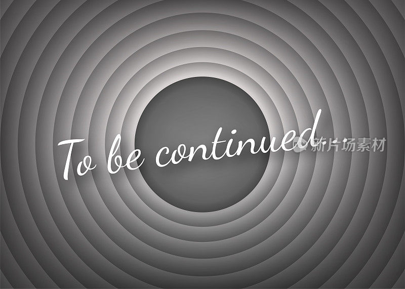 To be continued handwrite title on red round background. Old movie circle ending screen. Vector stock illustration.